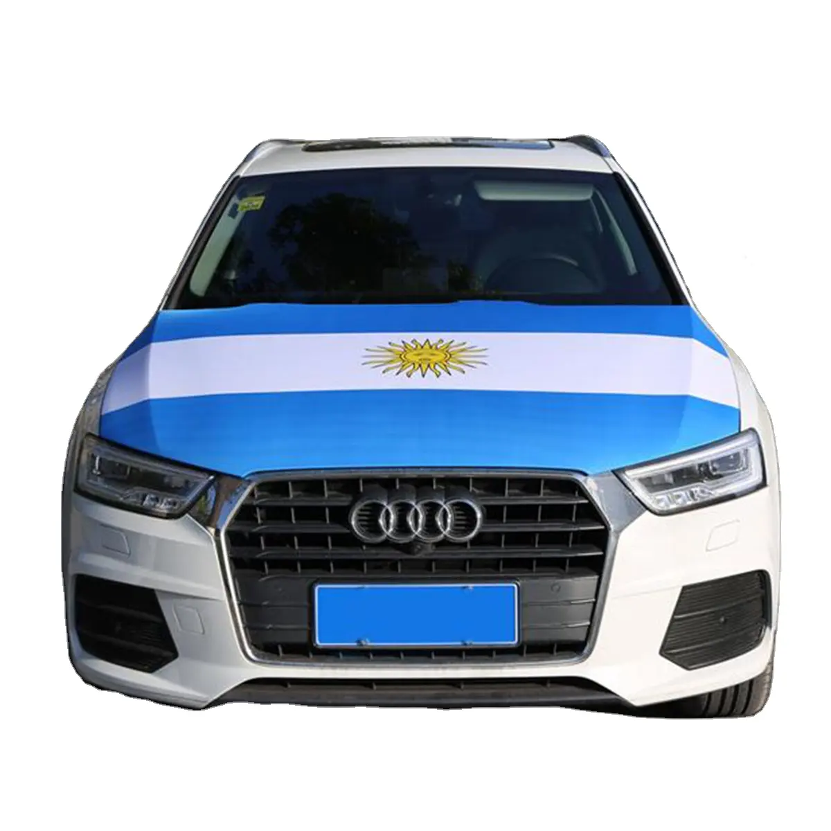Copertura del cofano del motore dell'automobile della bandiera dell'argentina degli appassionati di calcio elastici su ordinazione di consegna veloce