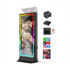 70&quot; Instant Print Picture Magic Mirror Photo Booth <strong>LCD</strong> Touch Screen <strong>Monitor</strong> Selfie Machine Kiosk Flash Light Tower Mirror Booth