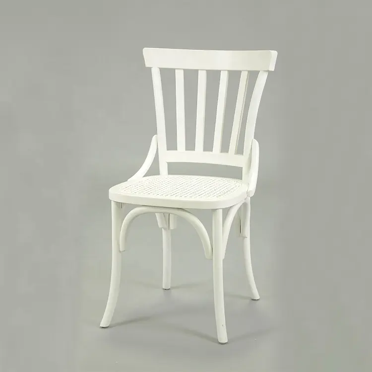 גב מקל כפרי מעץ מלא מגולף ביד כיסא חתונה מושב קש מסעדה כסאות אוכל (FC-152)