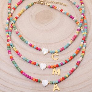 שרשרת קיץ boho בעבודת יד ראשונית של נשים עם זהב 14k מצופה y2k מכתב זהב אסתטי ראשוני