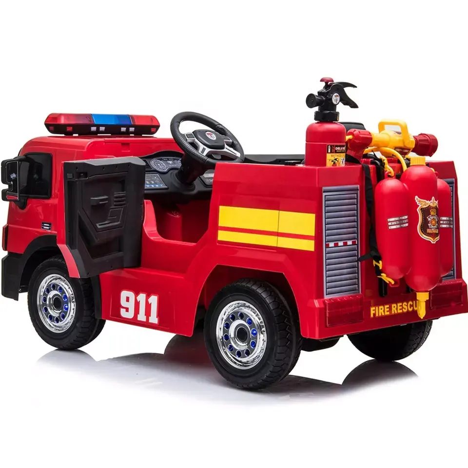 Giocattoli per motori antincendio per bambini camion dei pompieri elettrico auto della polizia 24V giocattolo per 12 anni bambino telecomando giro in auto per bambini