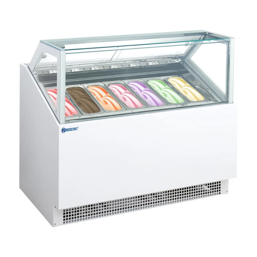 Belnor/kohinur Ice Cream Showcase Comércio Air Cooling Ice Cream Display Showcase Congelador 6 Panelas GN Porta Deslizante Ice Cream Freezer
