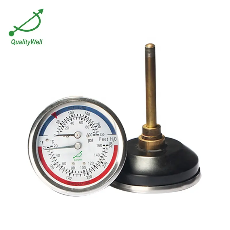 Instrumento de temperatura del termómetro bimetálico de tubería industrial