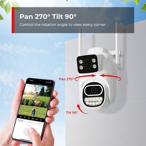 Cámara de Vigilancia con Luz Led Solar, Cámara Web 4K Ptz, Wifi, Cctv, Seguridad para Exteriores, Función Ai con Micrófonos, Cámara Digital 4X - Product Image 3
