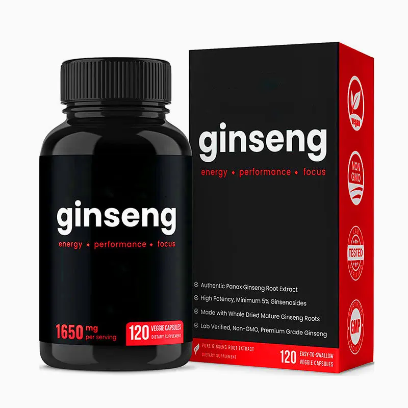 Suplemento sanitario para aliviar el estrés, cápsulas de extracto de Ginseng, Ashwagandha