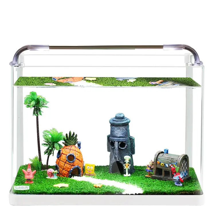 Großhandel hübsches Design USB-Aufladung 10L Aquarium für Home Office Dekor, tragbare Kunststoff Aquarium %