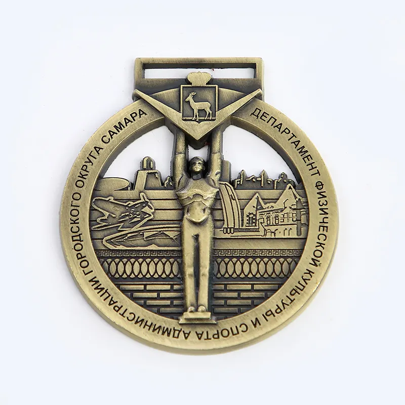 Desain kustom logo metal olahraga Anda sendiri desain medali kustom paduan seng finisher lari maraton