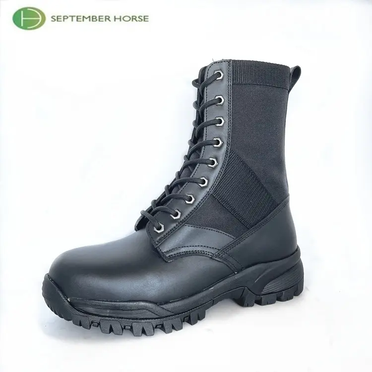 Fashion mens outdoors leather tactical black genuine leather boots comfy