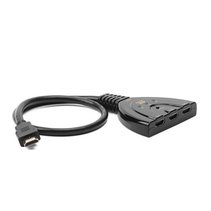 Divisor HDMI 4K de alta velocidad 3 en 1 salida Ultra HD HDMI Switcher con cable infrarrojo para uso de audio