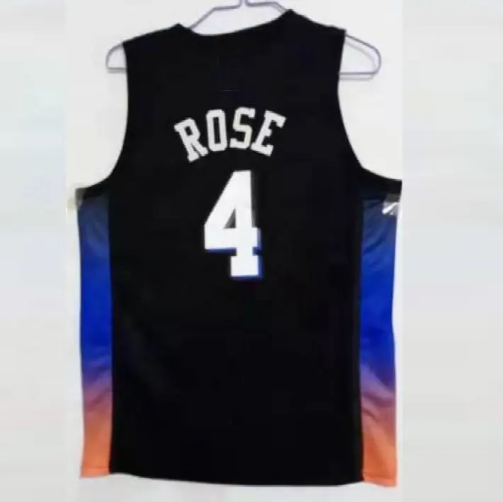 Camisa de basquete costurada NYC Derrick Rosa Preto 2020/21 City Edition melhor qualidade