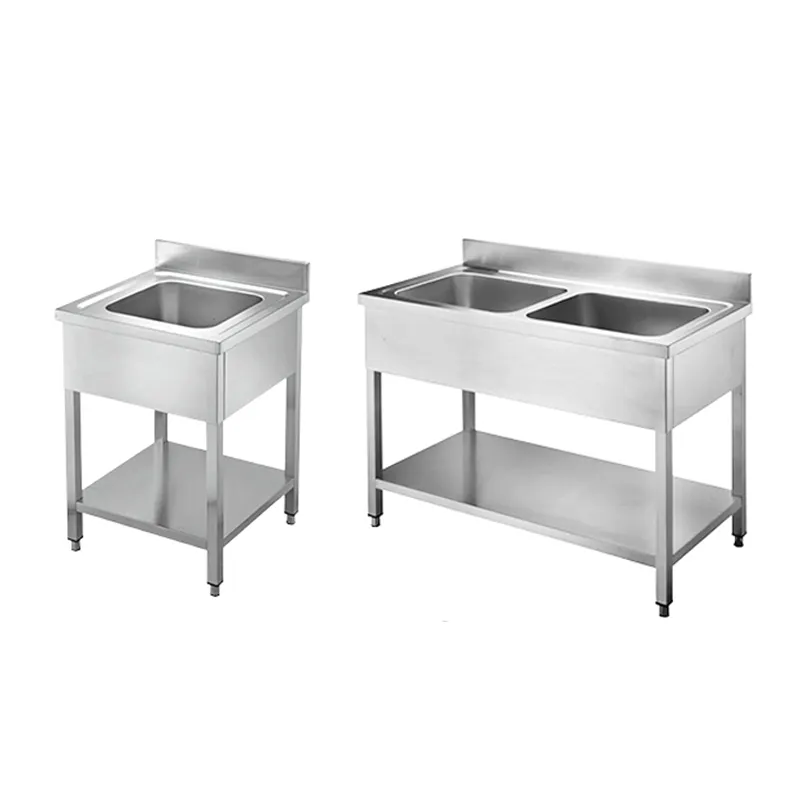 Stainless steel commercial kitchen outdoor sink table