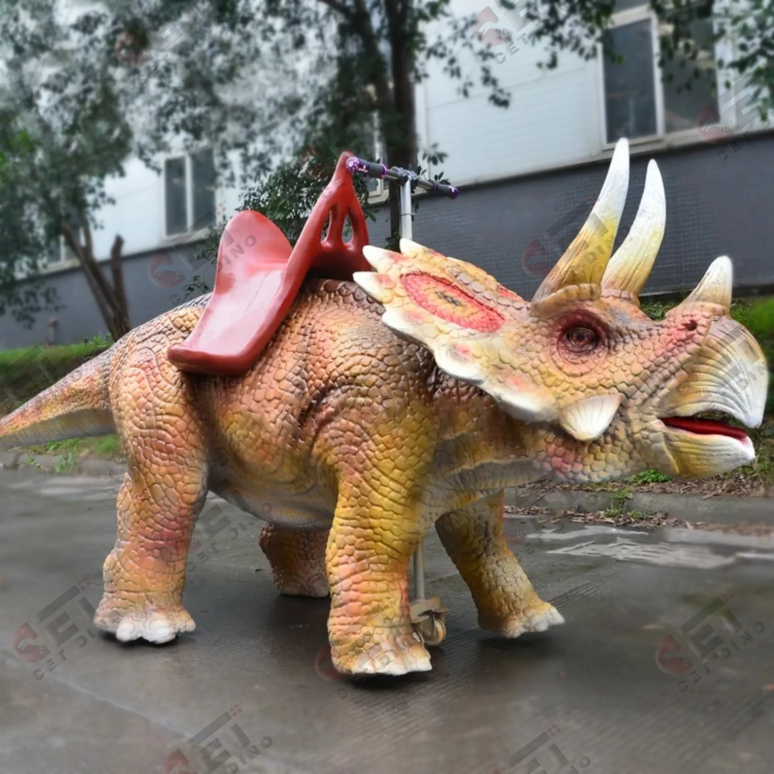 Modelo aninatrónico de dinosaurio para niños, dinosaurio mecánico, trieratops