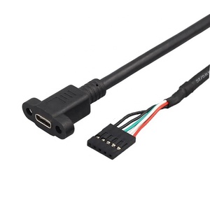 5ピン2.54mmデュポンメスヘッダー-USBタイプCメスパネルマウントデータケーブル