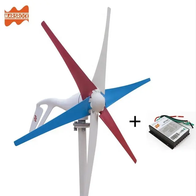 China 6 Blades 400W Portable Windmill Home Small AC Hawt Permanent Magnet Wind Power Wind Turbine GeneratorとMPPT Controller