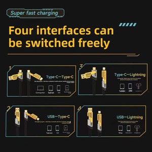 สายดาต้ามัลติฟังก์ชั่น4-in-1 65W สำหรับ Huawei Type-C PD27W ชาร์จเร็วแบบสากลสำหรับชาร์จแอปเปิ้ลแจ็คเก็ตไนล่อนถักเปีย - Product Image 4