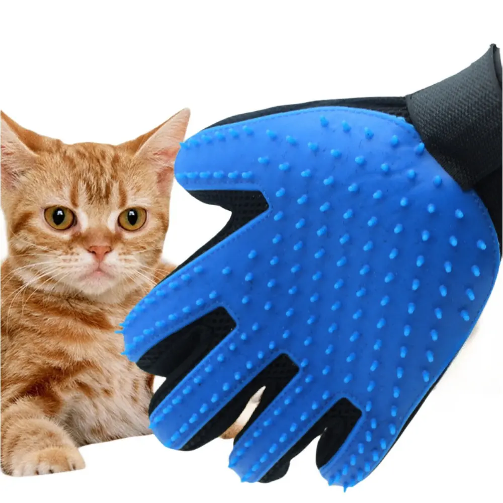 YUE Custom Silicone Pet Hair Remover Gloves Soft Silicone Pet Grooming Tools Bath Deshedding Petting Massage