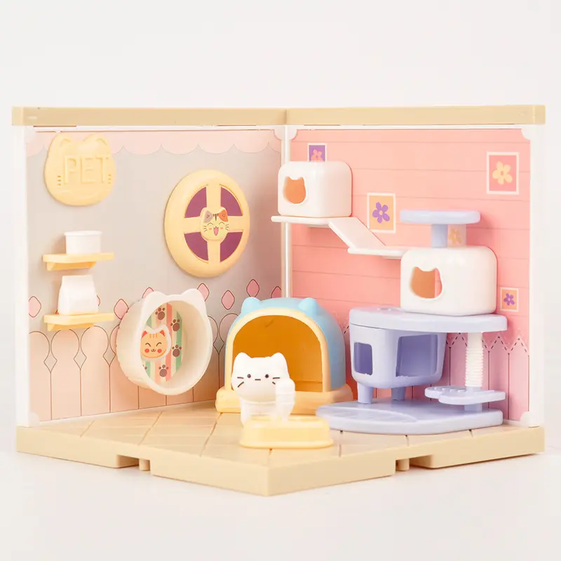 2024 Venta caliente Guojia juguetes simulación miniatura casa de muñecas para niños escena de juguete rompecabezas juguetes para niños