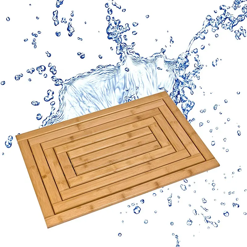 Wholesale Bamboo Anti Slip Wooden Bath Mat Eco Friendly Shower Mat Bathroom Floor Mat