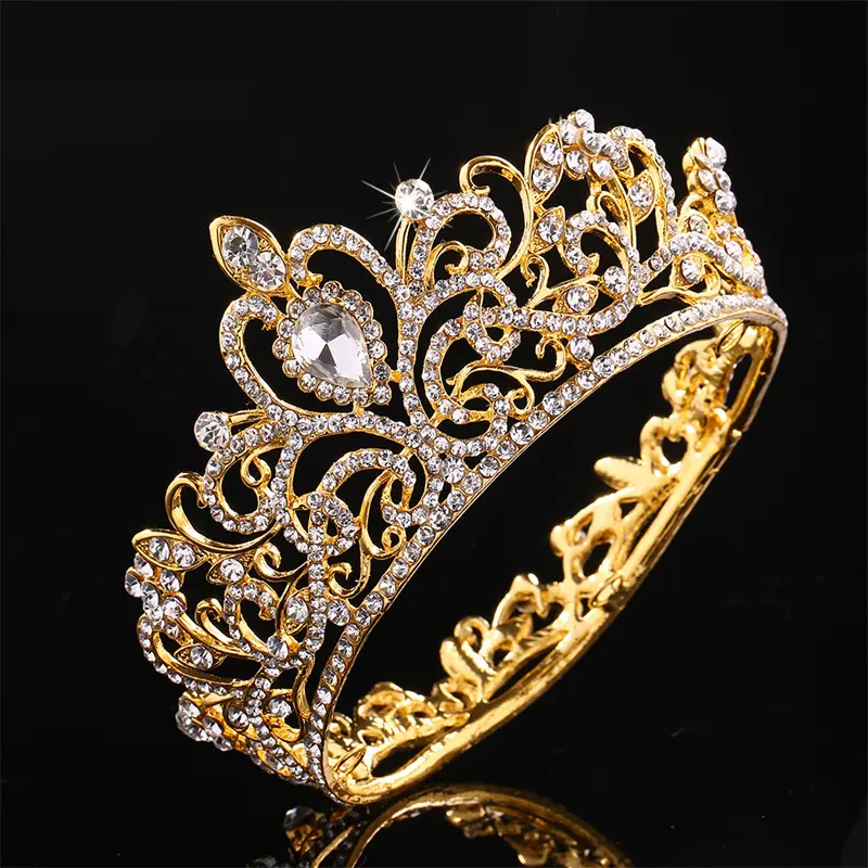 Cella di cristallo di perla d'oro Topper Mini corona di Tiara Toppers per la festa di compleanno decorazione della torta di nozze