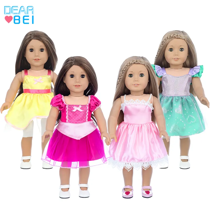 Vestiti di vendita caldi all'ingrosso vestiti del vestito della bambola vestito dalla bambola di disegno del fiore del bambino delle ragazze da 18 pollici