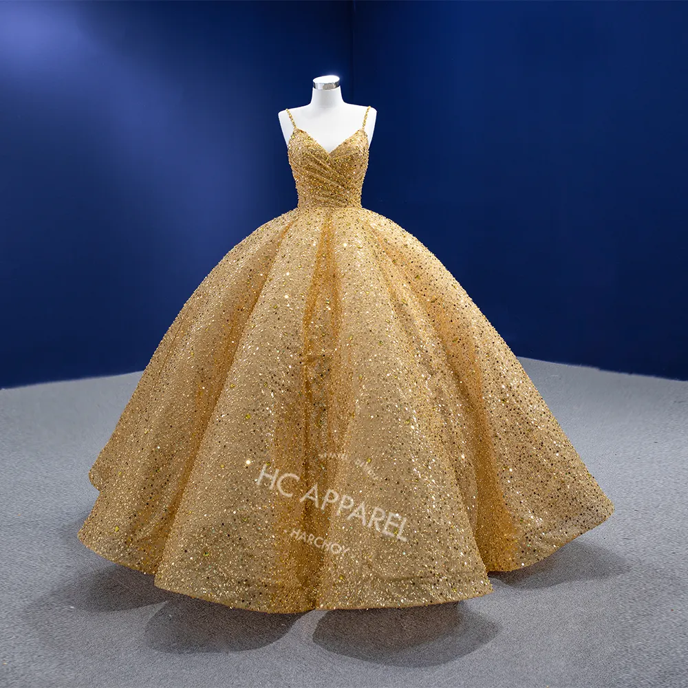 HC-67280Foreign Trade Wedding Dress 2022 New Bride Strap Europe and America Shiny Film Dream Princess Poncho Dressg Dres