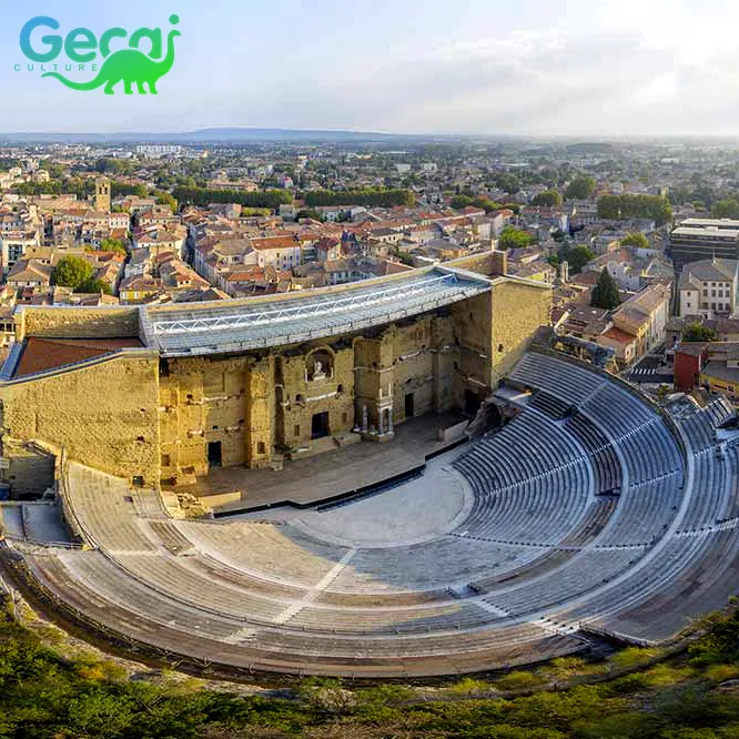 GECAI Miniatura paisagem parque escultura laranja teatro modelo