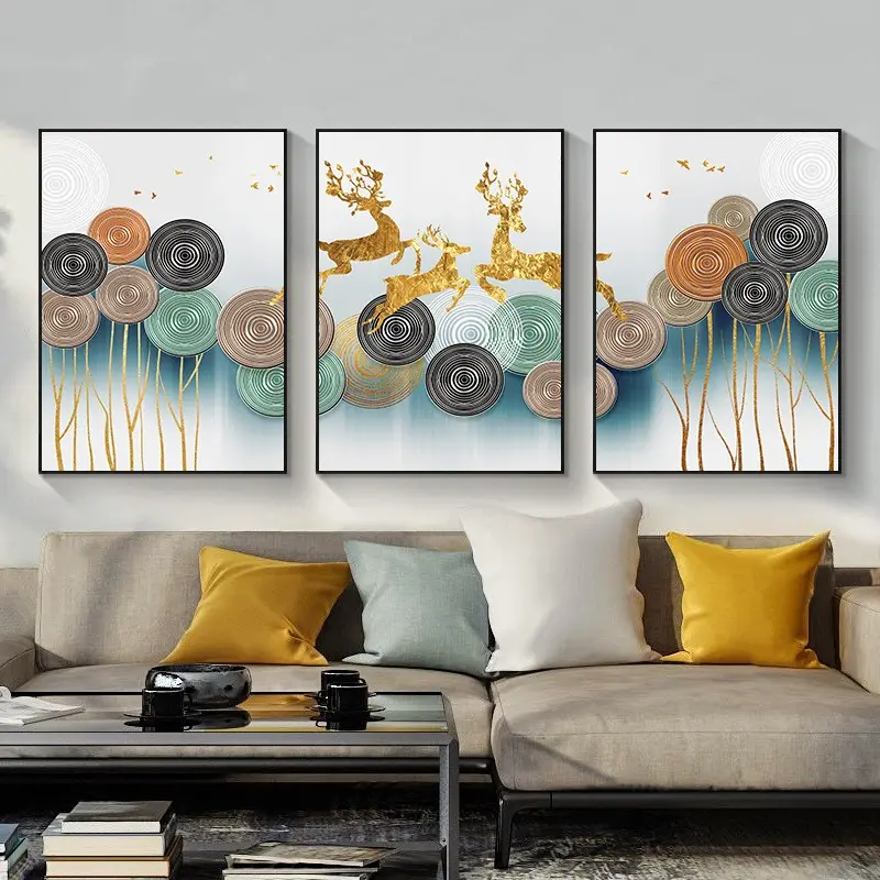 Wall Art Picture HD Print Chinese Abstract Nine Koi Fish Landscape Oil Painting on Canvas Poster For Living Room Modern Decor