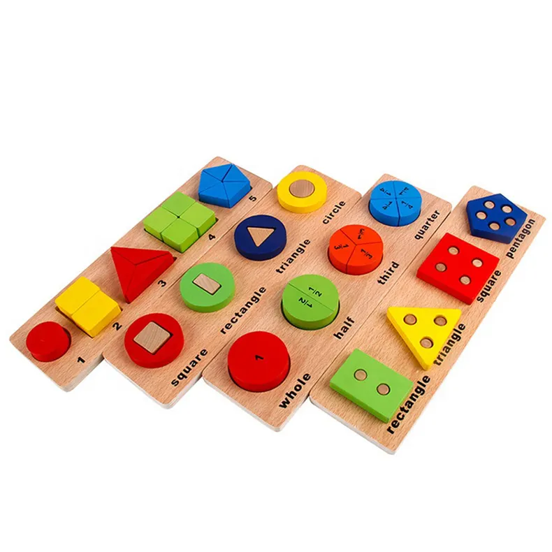 Juguetes de formas geométricas de madera para niños pequeños, puzle Montessori, clasificación de matemáticas, bloques, juego educativo de aprendizaje preescolar