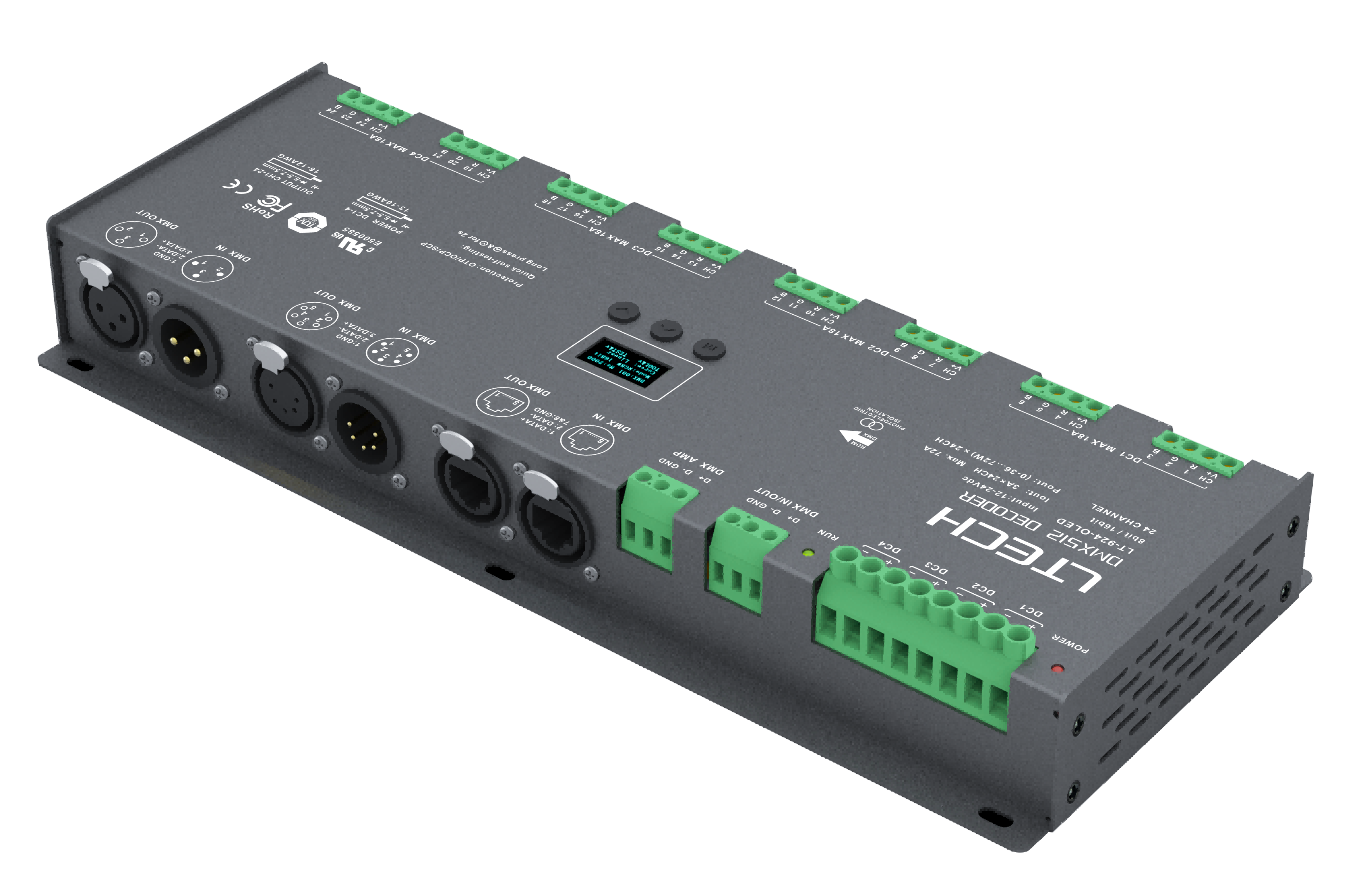 LT-924-OLED/RGB 16bit 3A*24CH Máx.72A Máx.1728W
