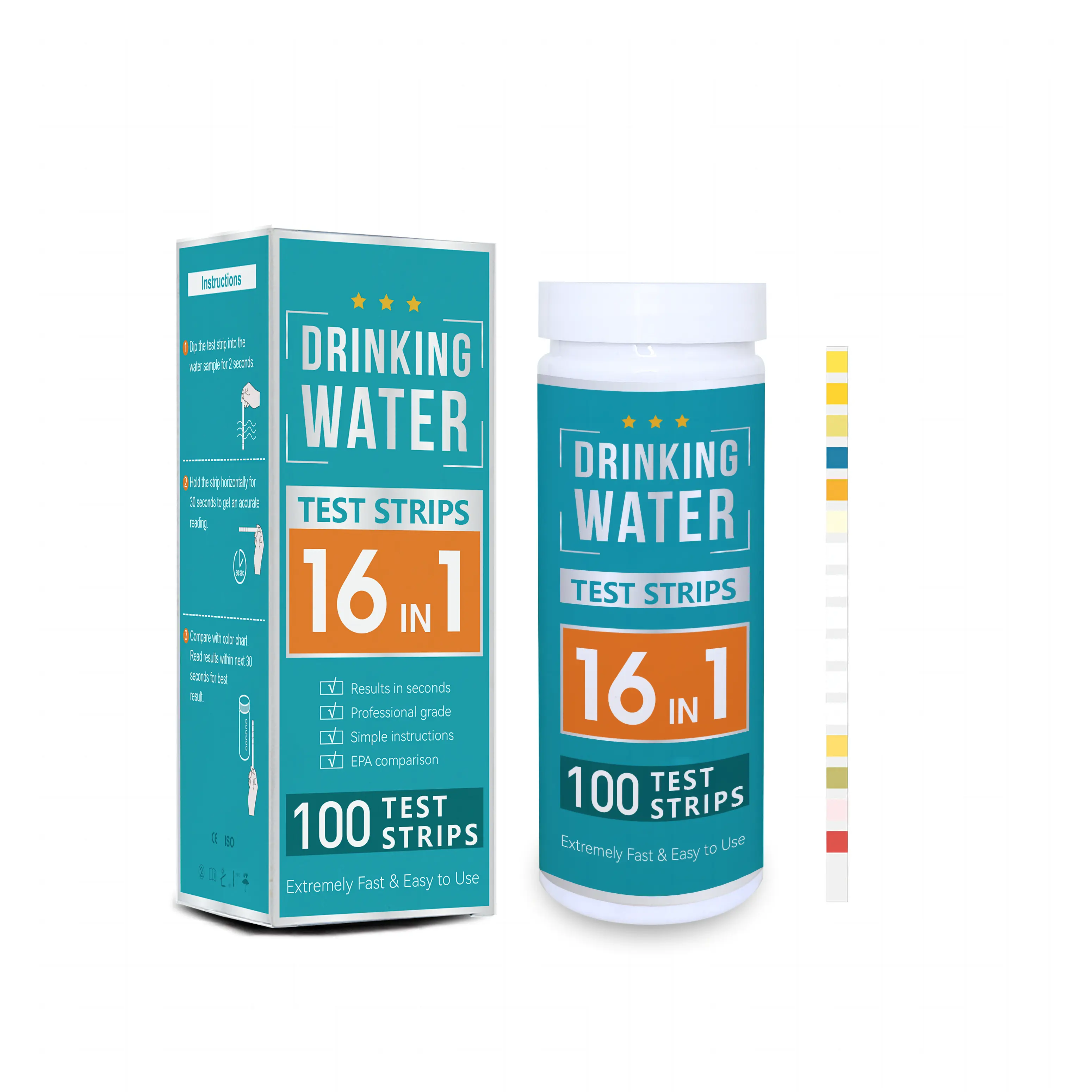 16 Wege Trinkwasser-Qualitättest-Kit, Wasserlösungen PH-Härte Schwermetall-Test