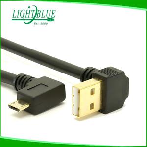 Gold Plated <strong>USB</strong> <strong>2.0</strong> Male to Micro <strong>USB</strong> 5Pin Male 90 Degree Down Angled Charge Data Transfer Extension Cable
