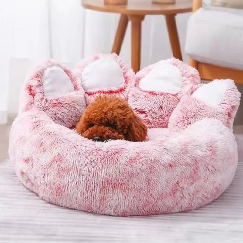 Camas de cachorro laváveis de luxo personalizadas por atacado de fábrica, cama colorida macia e quente para animais de estimação, ninho grande respirável para cães e gatos, sofá-cama