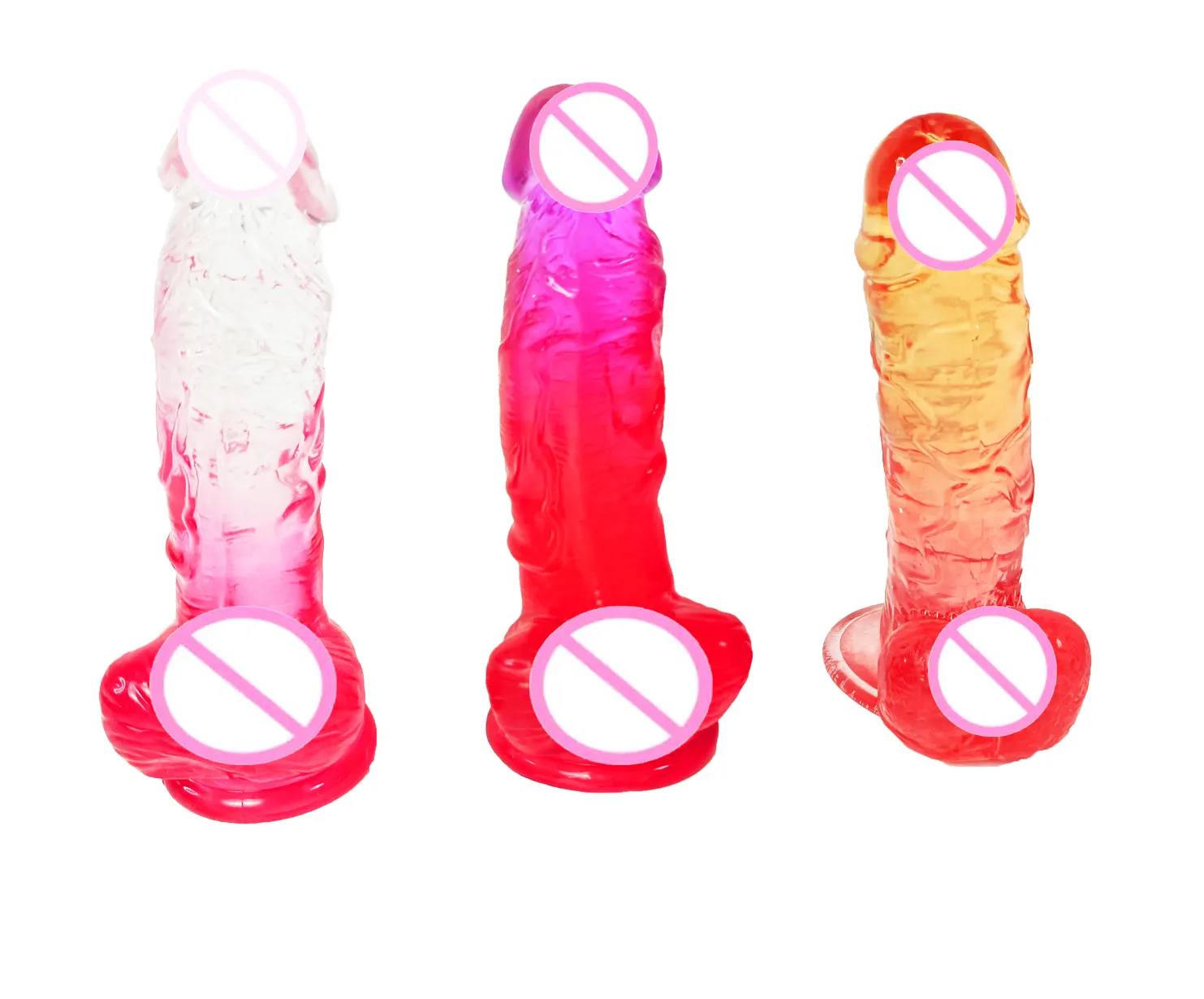 Dildo 20CM dalam harga kompetitif dengan warna gradien untuk wanita mainan seks wanita masturbasi Anal & klitoris cangkir hisap kuat