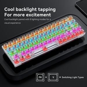 Elegante Teclado retroiluminado para juegos con cable, Teclado mecánico transparente de 68 teclas para ordenador portátil, teclado portátil