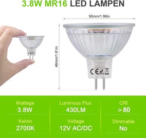 <strong>MR11</strong> <strong>LED</strong> Bulb GU4 <strong>MR11</strong> 12V 5W <strong>LED</strong> Spotlight Bulb for Landscape Recessed Track Lighting 50W Halogen Equivalent