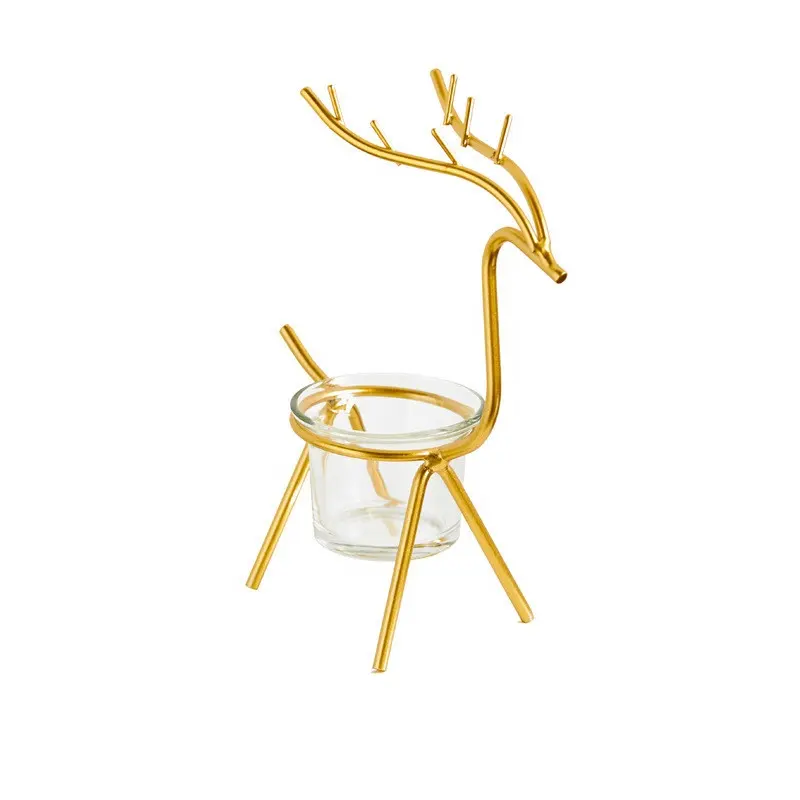 Home decor tabella di cerimonia nuziale oro di cervo candela titolari di ferro in metallo deer candeliere