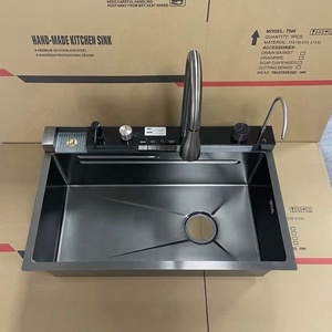 Modern popüler büyük tek Slot İşlevli lavabo Anti-Scratch LED fincan yıkayıcı ile dijital ekran şelale mutfak lavabo - Product Image 3