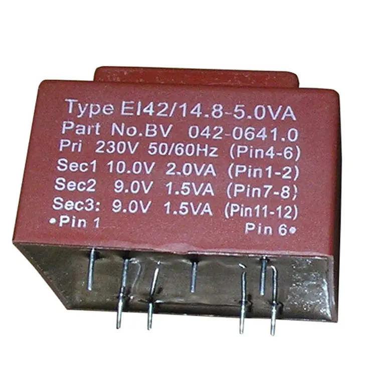 factory supply 5.0VA pcb mounting transformer EI42/14.8 220V to 12V pulse transformer