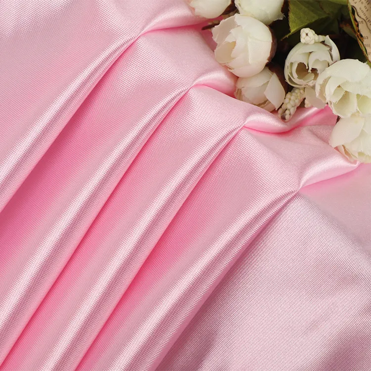 Haute qualité couleur personnalisée 88% Polyester 12% Spandex robe tissu doux brillant Imitation soie Satin tissu pour vêtements de Yoga