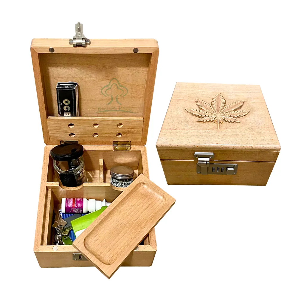 Caixa recipiente de rolamento de madeira, caixa de madeira com divisor, caixa decorativa de armazenamento