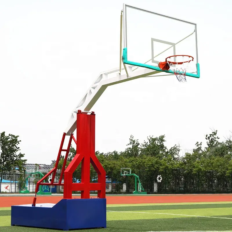 Soporte de aro de baloncesto portátil, altura hidráulica ajustable, para juegos de interior