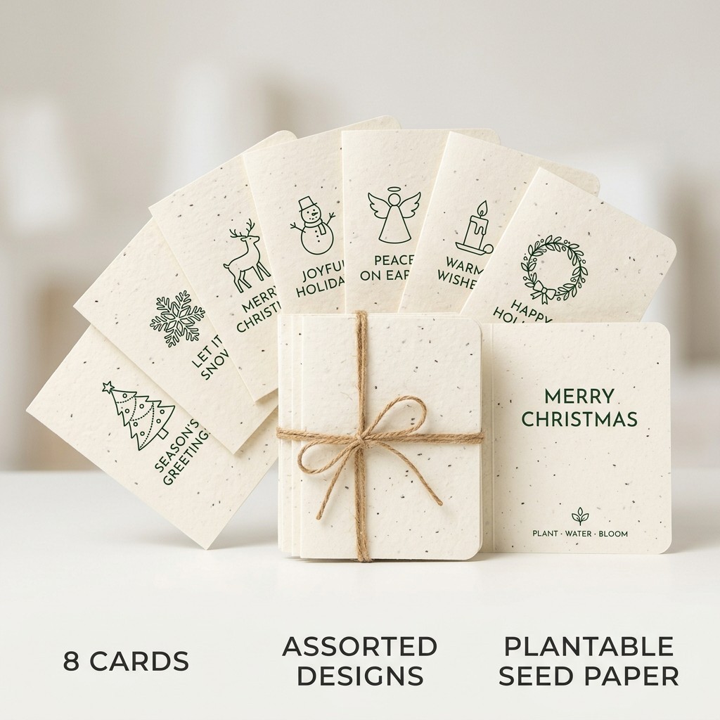 Paquet de 8 cartes de Noël plantables