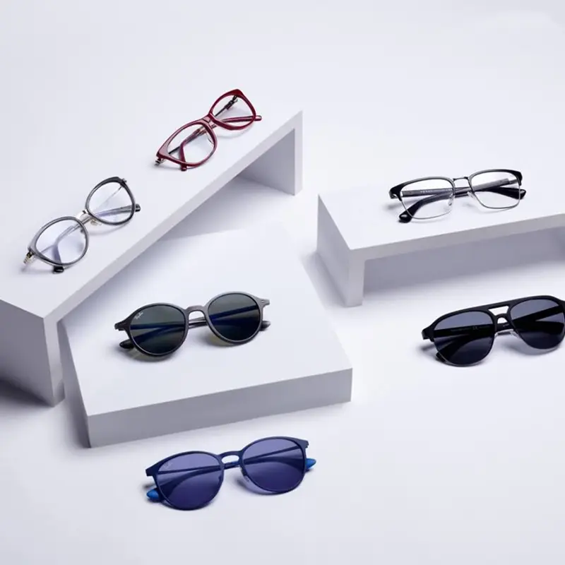 Pajangan Kacamata Akrilik Berdiri dengan Kombinasi Yang Berbeda dari Kotak dan Persegi Panjang Akrilik Display Kasus Blok Riser