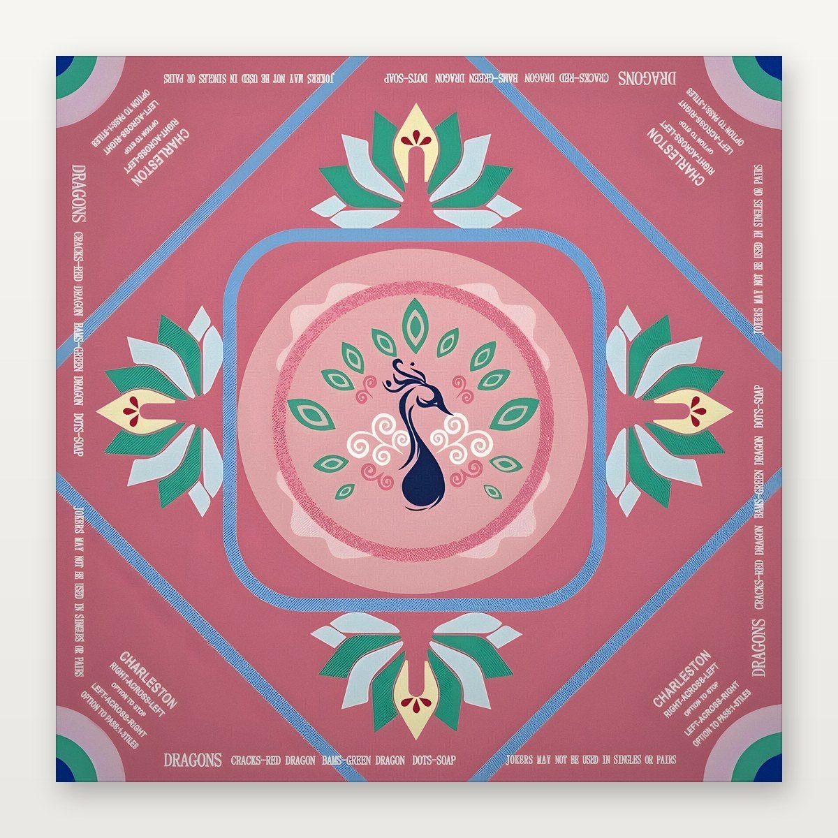 Tapis de Mahjong Paon Rose