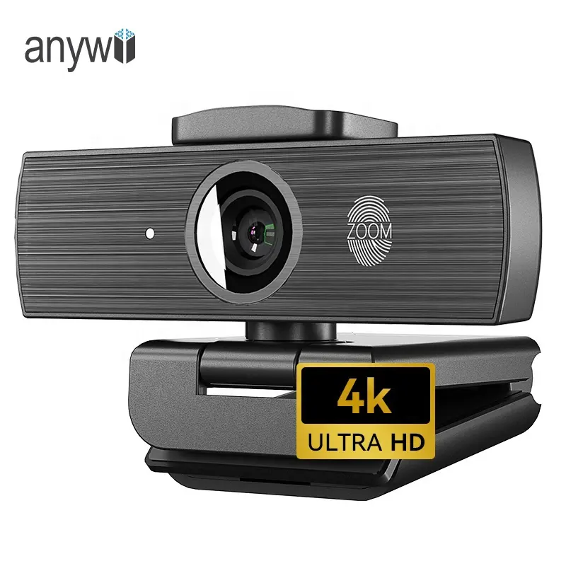 كاميرا ويب صغيرة الحجم من Anywii بدقة 4K وميكروفون بخاصية تقليل الضوضاء مع خاصية التغطية بالخصوصية وتقريب رقمي 8 مرات كاميرا ويب بتركيز تلقائي فائق الوضوح من النوع UHD ومزودة بمنفذ USB