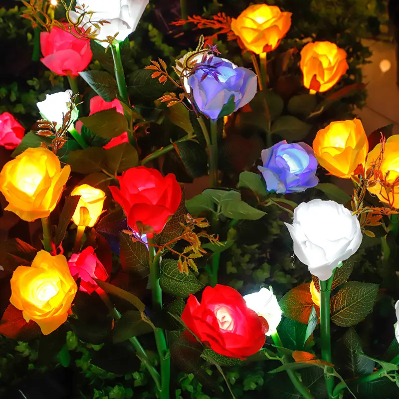 Solar Rose Flower Lights Solar Powered Jardim Outdoor Paisagem decorativa LED Rose Lights Year-Round Great Gift