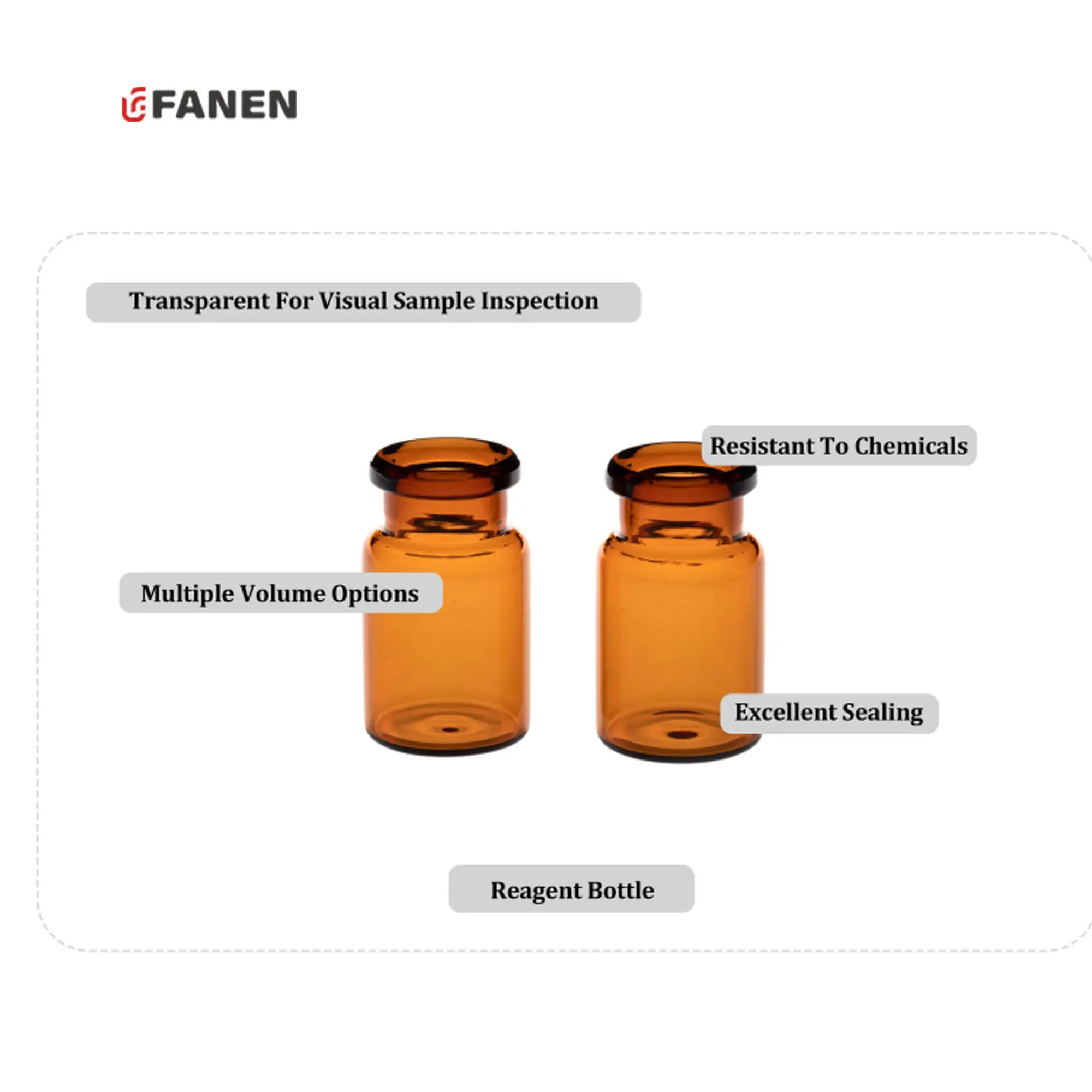 Fanen 5mL 앰버 유리 약병 제약 유리 주사 약병 병 병
