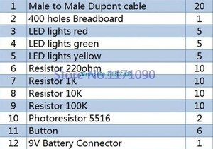 Starterset für UNO R3 Mini-Leistungskarton LED Sprungdraht Knopf für arduino For uno Diy Kit