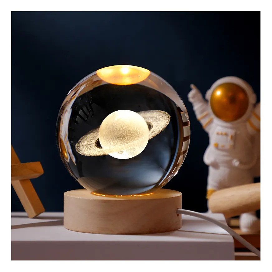 Alaxy-bola de cristal de astronauta, luz LED nocturna, artesanía de cristal para boda