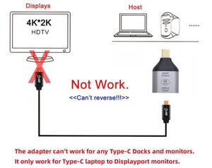USB-C Type-C母源输入到迷你显示端口DP公输出高清电视4K 60hz 1080P适配器e & 笔记本电脑